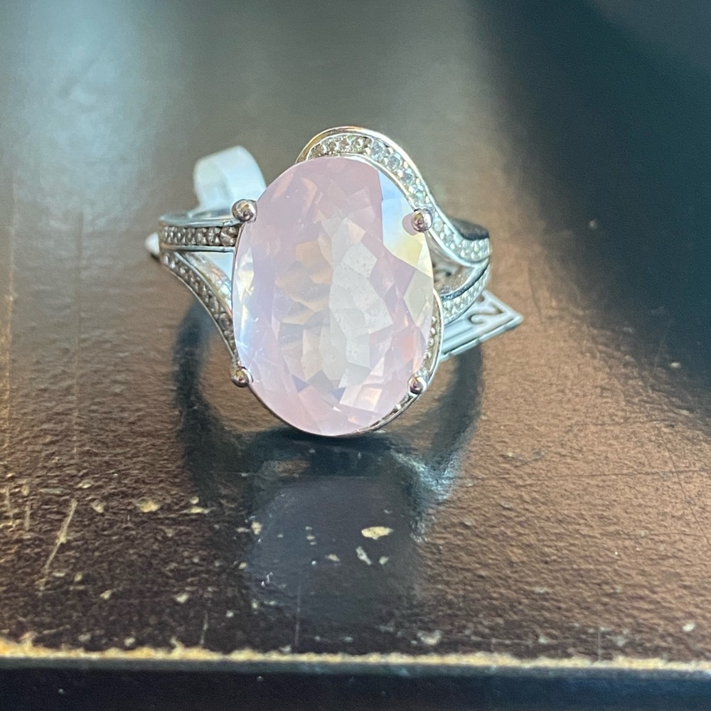 Genuine Rose Quartz Ring in .925 Sterling Silver